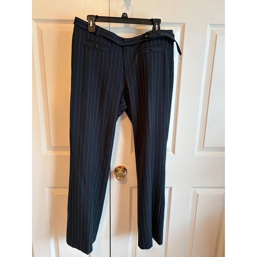 Original Penguin Women Navy Blue Pinstripe Dress Pants Trousers Size 12 Lined